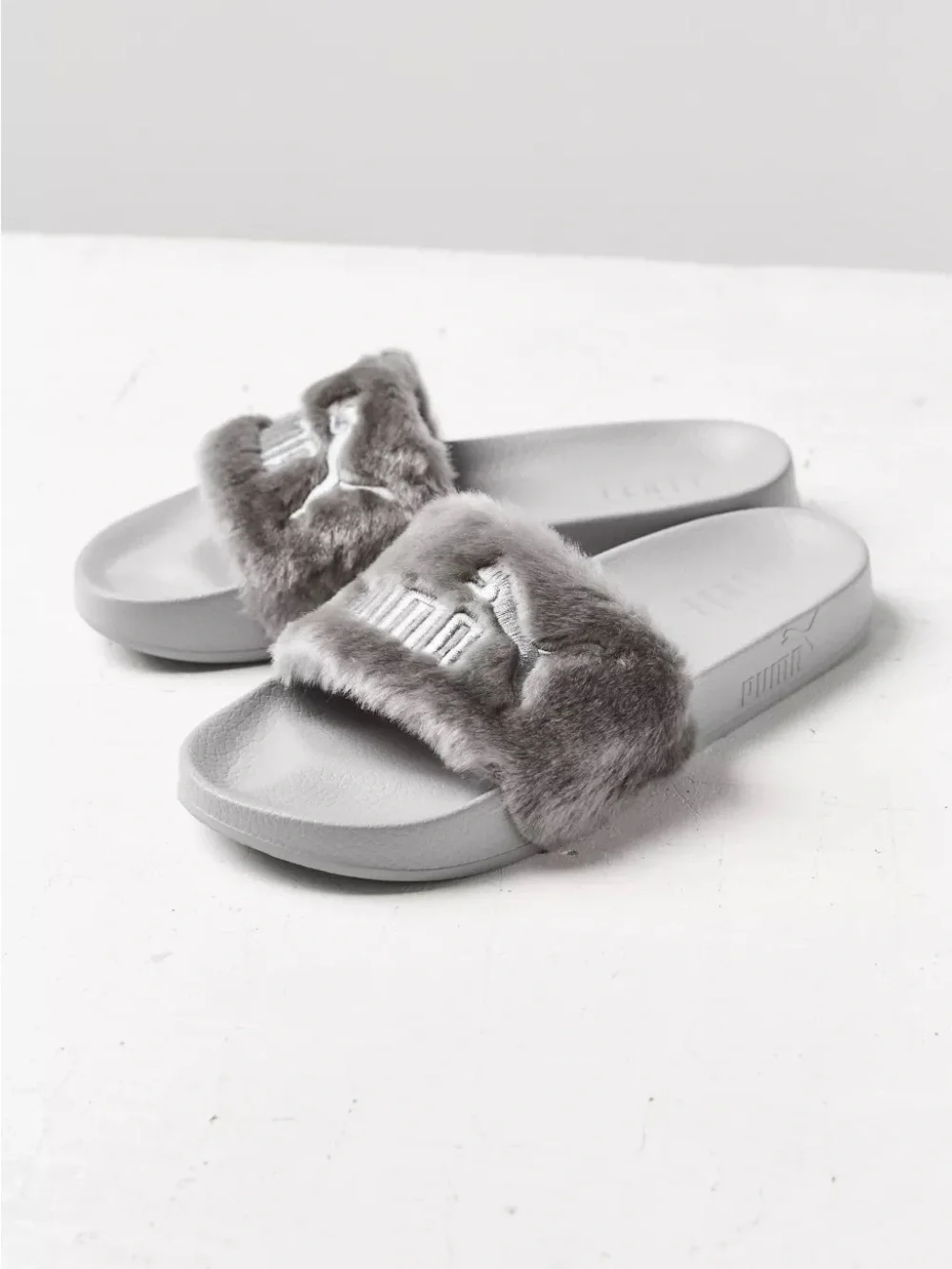 FENTY x PUMA Rihanna Gray Fur Slides US 6.5